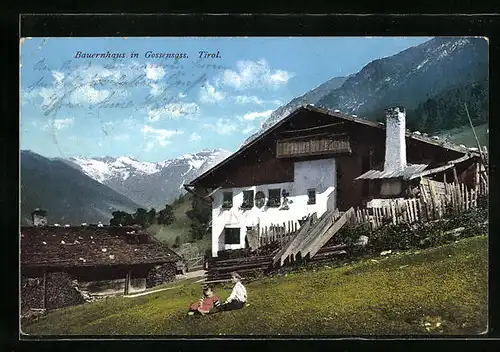 AK Gossensass, Bauernhaus vor Gebirgspanorama