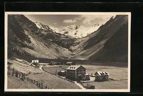 AK Solda, Hotel Gampenhof mit Ortlergruppe