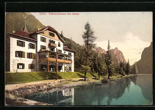 AK Toblach, Toblachersee mit Hotel