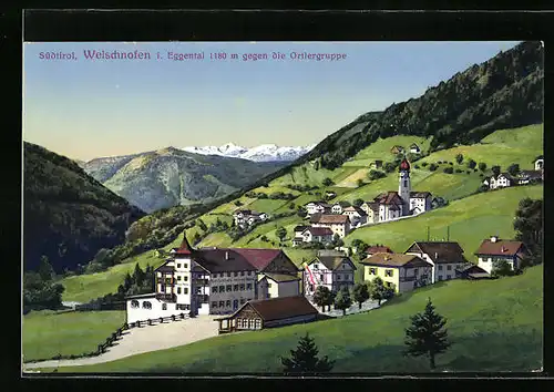 AK Welschnofen i. Eggental, Teilansicht gegen die Ortlergruppe