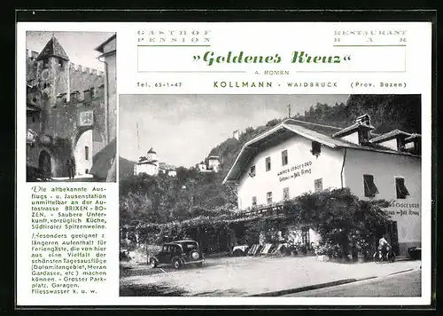 AK Kollmann-Waidbruck /Bozen, Gasthof Pension Goldenes Kreuz, Burg