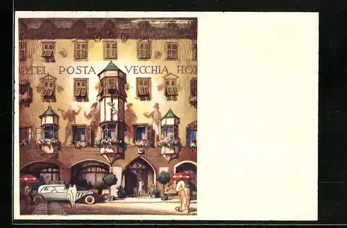 Künstler-AK Vipiteno, Hotel Centrale Posta Vecchia