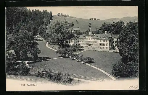 AK Weissbad bei Appenzell, Kurhotel mit Parkanlagen aus der Vogelschau