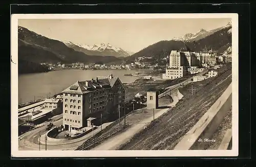 AK St. Moritz, Ortsansicht mit Strasse