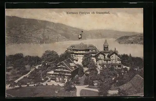 AK Fürigen ob Stansstad, Kurhaus Fürigen aus der Vogelschau