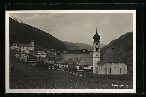 AK Disentis, Ortsansicht mit Kirche