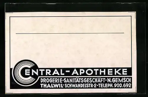 AK Thalwil, Central-Apotheke, Drogerie, Sanitätsgeschäft