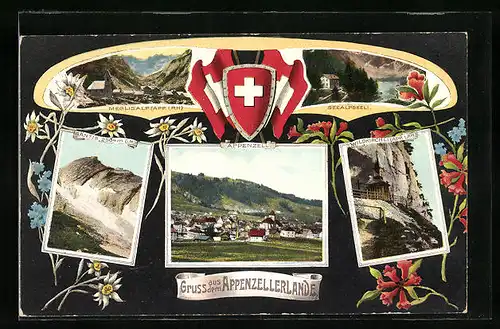 Passepartout-AK Appenzell, Wildkirchli, Seealpseeli, Meglisalp