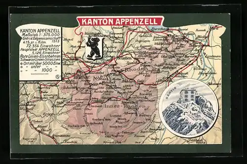 AK Appenzell, Landkarte des Kanton