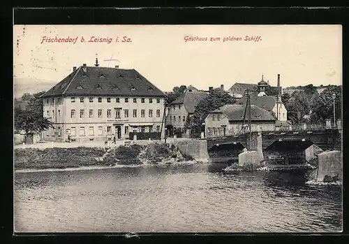 AK Fischendorf b. Leisnig, Gasthaus zum goldnen Schiff
