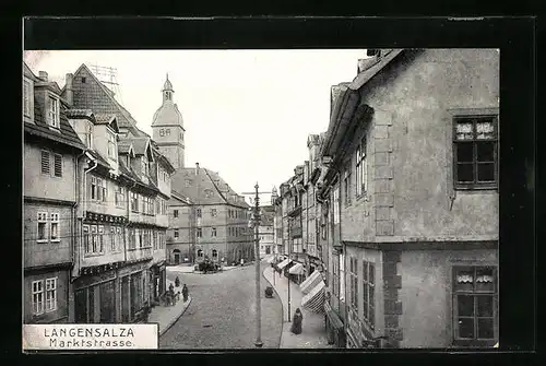 AK Langensalza, Partie in der Marktstrasse aus der Vogelschau