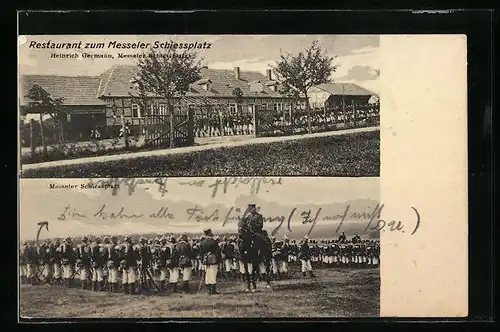 AK Messel, Restaurant zum Messeler Schiessplatz, Soldaten in Uniform
