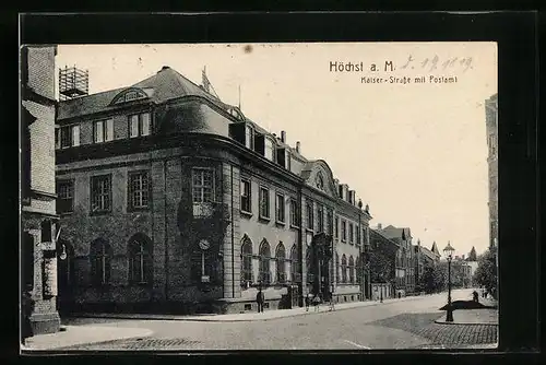 AK Höchst a. M., Kaiser-Strasse mit Postamt