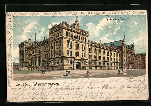 Lithographie Wilhelmshaven, Seebataillons-Kaserne