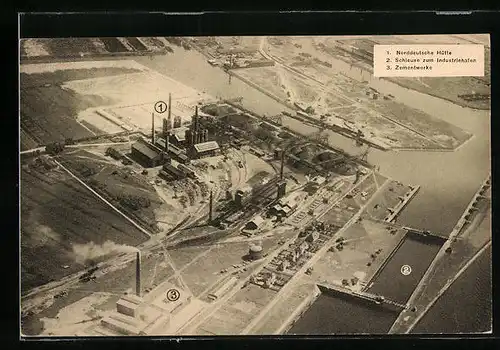 AK Bremen, Luftbildaufnahme des Hafens