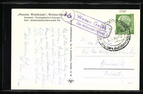 AK Weiten-Gesäss, Hotel-Pension Waldfriede