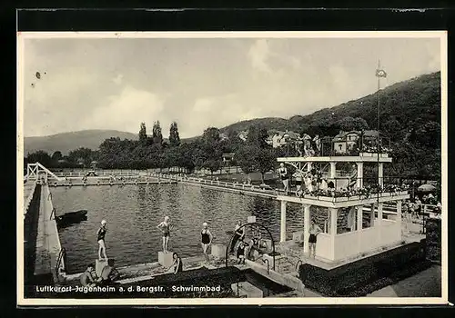 AK Jugenheim a. d. Bergstrasse, Schwimmbad mit Besuchern
