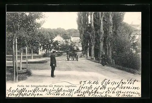 AK Schnepfenthal, Strassenpartie mit Müller`s Logier- und Gasthaus