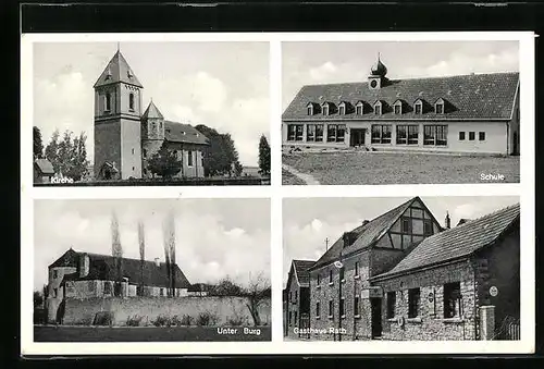 AK Antweiler, Kirche, Schule, Unter Burg und gasthaus Rath