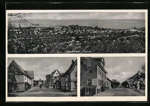 AK Neuenhain i. T., Totalansicht mit versch. Strassenpartien