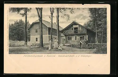 AK Neukirchen, Forstbetriebsgebäude und Touristen, Gasthaus a. d. Hohenbogen