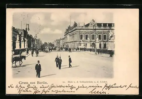 AK Berlin, Blick von der Schlossbrücke u. d. Linden