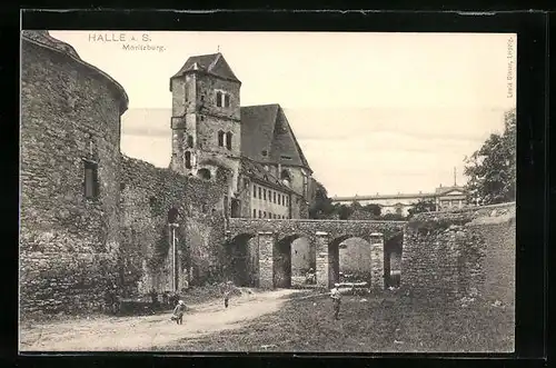 AK Halle a. S., Blick zur Moritzburg