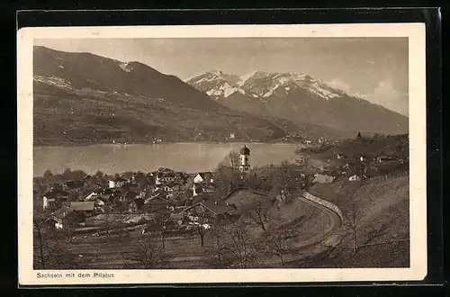 AK Sachseln, Gesamtansicht mit Pilatus