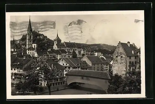 AK Baden, Teilansicht mit Kirche