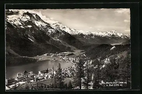 AK St. Moritz-Dorf, Gesamtansicht mit Blick auf Bad