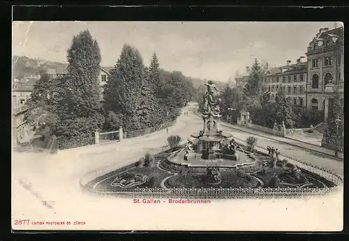 AK St. Gallen, Idylle am Broderbrunnen