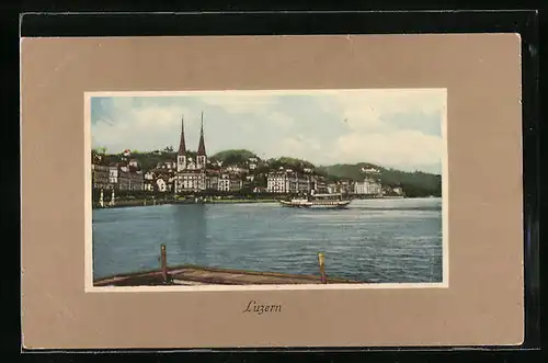 AK Luzern, Teilansicht mit Dampfer