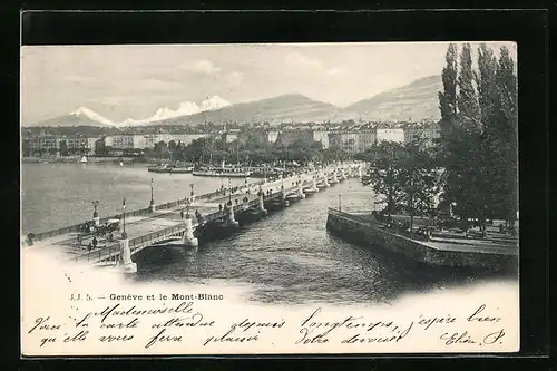 AK Genève, Panorama et le Mont-Blanc