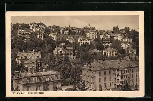 AK St. Gallen-Rosenberg, Teilansicht mit Villen aus der Vogelschau