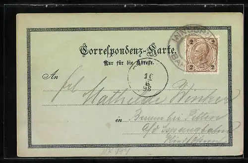 Mondschein-Lithographie Innsbruck, Teilansicht der Stadt, Martinswand