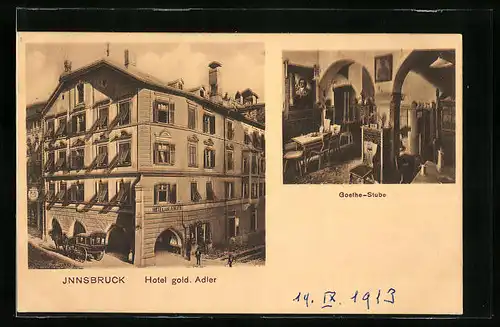 AK Innsbruck, Hotel gold. Adler, Goethe-Stube