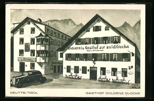 AK Reutte, Brauerei und Gasthof zur gold. Glocke