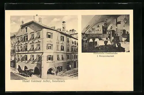 AK Innsbruck, Hotel Goldner Adler, historische Goethestube