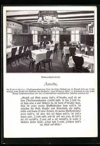AK Innsbruck, Gasthof zum goldenen Adler, Herzog-Friedrich-Strasse, Andreas-Hofer-Stube