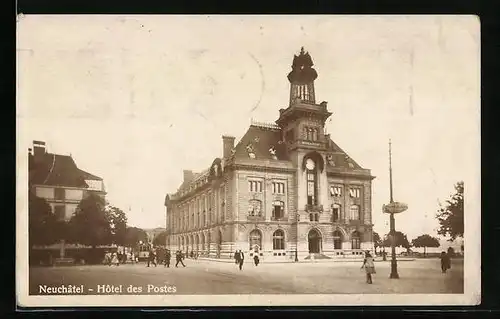 AK Neuchatel, Hotel des Postes et Tramway