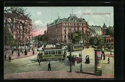 AK Berlin, Strassenbahnverkehr auf dem Potsdamer Platz