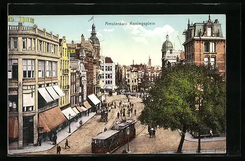 AK Amsterdam, Koningsplein, Tramway