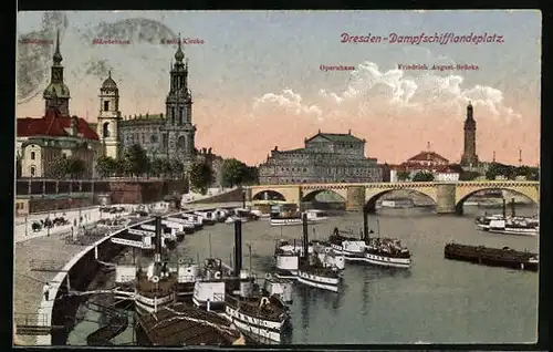 AK Dresden, Flusspartie am Dampfschifflandeplatz
