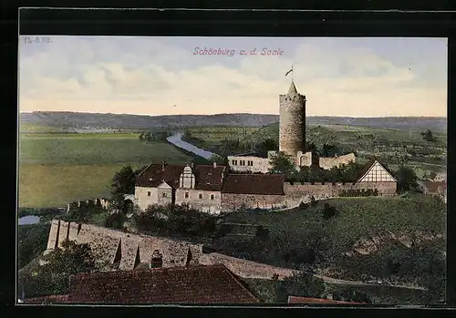 AK Schönburg a. d. Saale, Blick auf die Burg