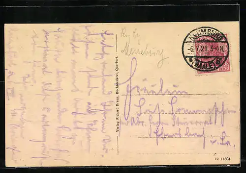 AK Querfurt, Strassenpartie am Markt mit Rathaus