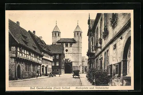 AK Gandersheim im Harz, Marktplatz mit Stiftskirche