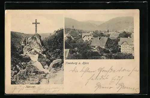 AK Ilsenburg a. Harz, Totalansicht mit Gipfelkreuz