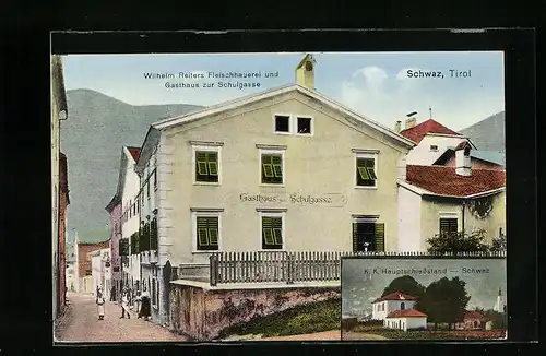 AK Schwaz, Gasthaus zur Schulgasse, K. k. Hauptschiessstand
