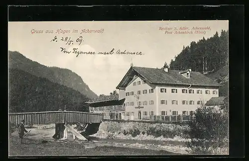 AK Achenwald, Gasthaus zum Hagen von S. Adler