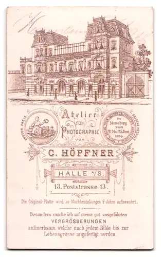 Fotografie C. Höpfner, Halle a. S., Poststrasse 13, Bürgerlicher Herr mit Brille und The Zappa